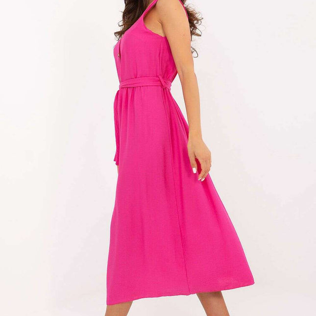 Pink Daydress 215554 Flared Summer Dress Viscose Nylon