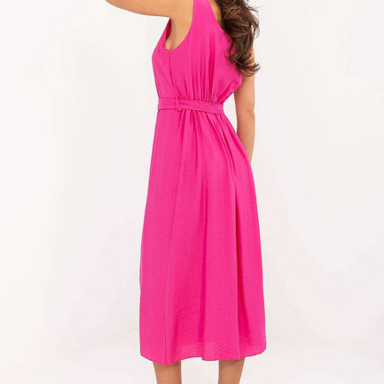 Pink Daydress 215554 Flared Summer Dress Viscose Nylon - Très Elite