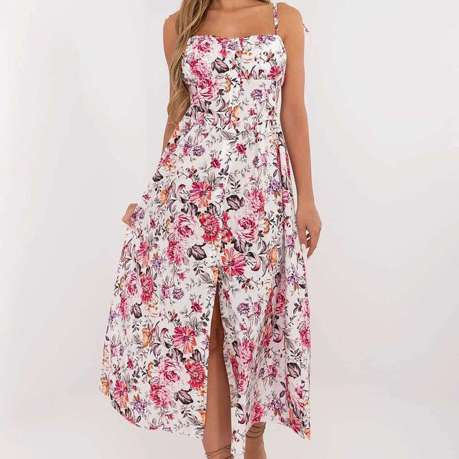 Pink Daydress Model 213225 Midi Dress With Corset Waist