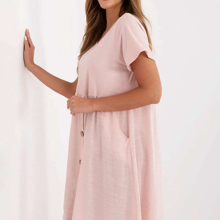 Pink Daydress Model 213825 Flared Cotton Summer Dress - Très Elite