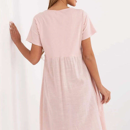 Pink Daydress Model 213825 Flared Cotton Summer Dress - Très Elite