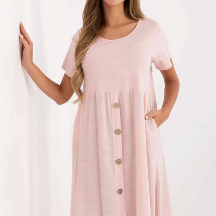 Pink Daydress Model 213825 Flared Cotton Summer Dress - Très Elite