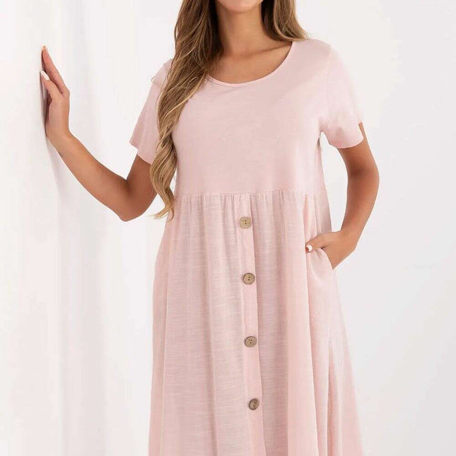 Pink Daydress Model 213825 Flared Cotton Summer Dress