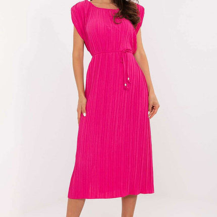 Pink Daydress Model 215552 Midi Pleated Summer Dress - Très Elite