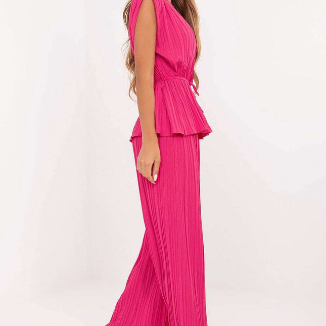 Pink Elegant Pleated Two Piece Set Model 215407 Women