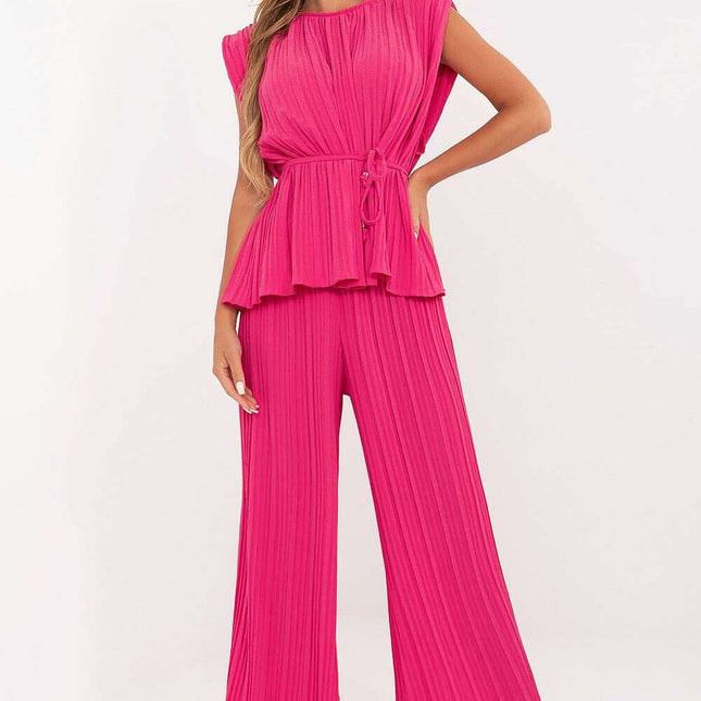 Pink Elegant Pleated Two Piece Set Model 215407 Women