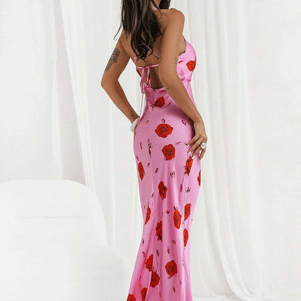 Pink Evening Dress 215300 With Back Cutout And Straps - Très Elite