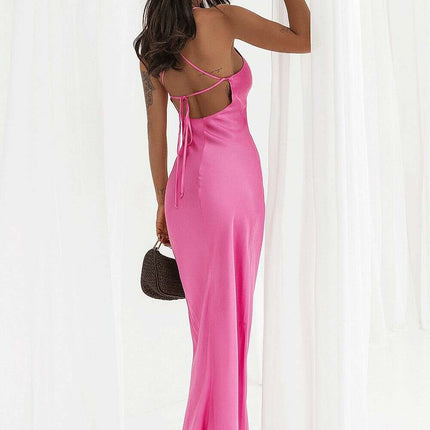 Pink Evening Dress Model 215299 With Back Cutout Tie Straps - Très Elite