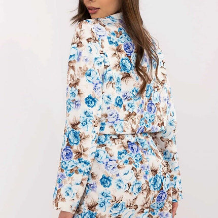 Pink Floral Pattern Skirt Shorts Set With Cropped Blazer - Très Elite