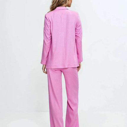 Pink High Waist Linen Blend Trousers For Women 211797 - Très Elite