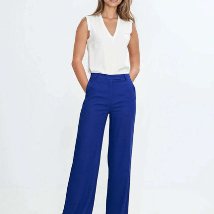 Pink High Waist Linen Blend Trousers For Women 211797 - Très Elite