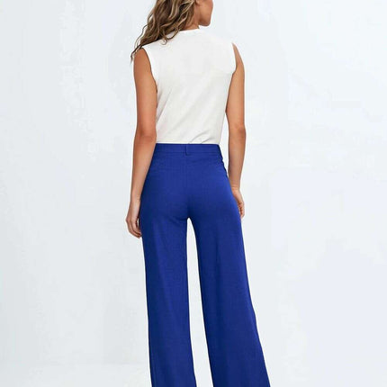 Pink High Waist Linen Blend Trousers For Women 211797 - Très Elite
