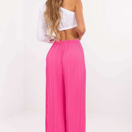 Pink High Waisted Textured Trousers for Women Casual - Très Elite