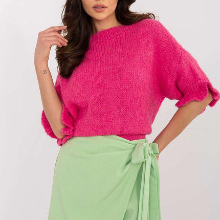 Pink Jumper 208515 Women Knit Sweater Soft Warm Blend - Très Elite