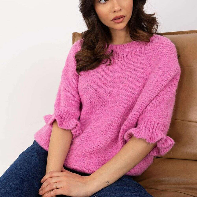 Pink Jumper 208515 Women Knit Sweater Soft Warm Blend