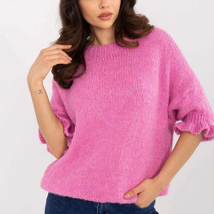 Pink Jumper 208515 Women Knit Sweater Soft Warm Blend - Très Elite