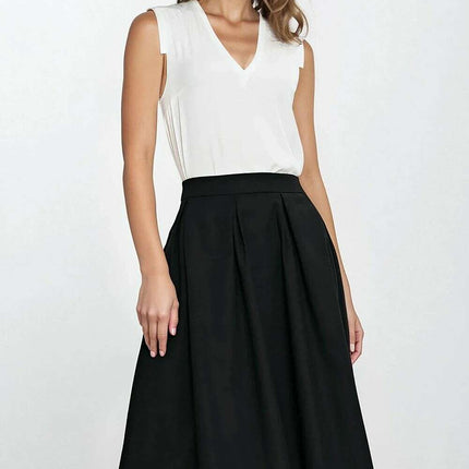 Pink Linen Rayon Blend Midi Skirt With Pleats Regular Cut - Très Elite