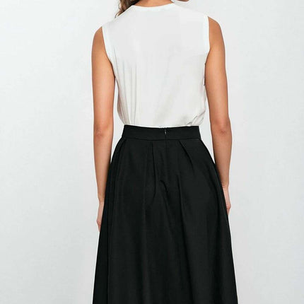 Pink Linen Rayon Blend Midi Skirt With Pleats Regular Cut - Très Elite