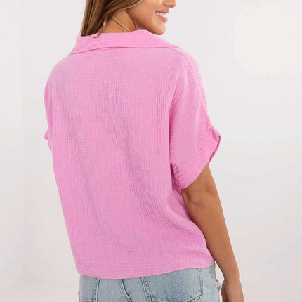 Pink Short Sleeve Shirt Model 214309 For Women Everyday - Très Elite