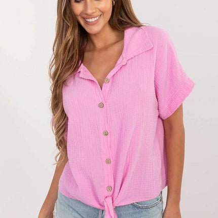 Pink Short Sleeve Shirt Model 214309 For Women Everyday - Très Elite