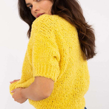 Pink Short Sleeve Sweater Model 206942 Acrylic Blend - Très Elite