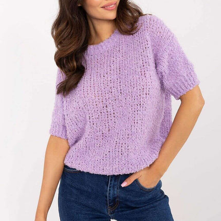 Pink Short Sleeve Sweater Model 206942 Acrylic Blend - Très Elite