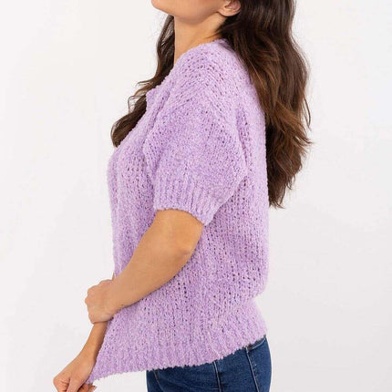 Pink Short Sleeve Sweater Model 206942 Acrylic Blend - Très Elite