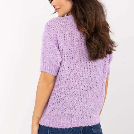 Pink Short Sleeve Sweater Model 206942 Acrylic Blend - Très Elite