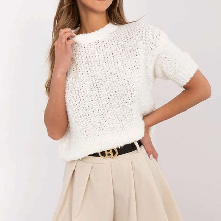 Pink Short Sleeve Sweater Model 206942 Acrylic Blend - Très Elite