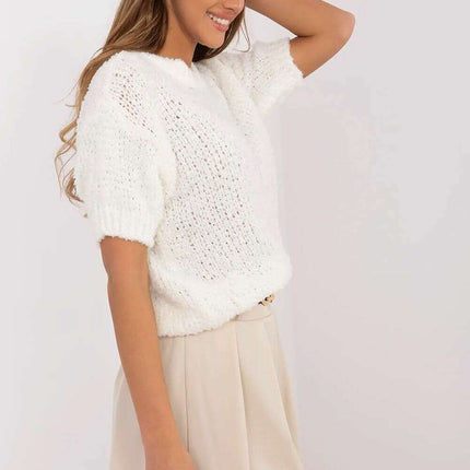 Pink Short Sleeve Sweater Model 206942 Acrylic Blend - Très Elite