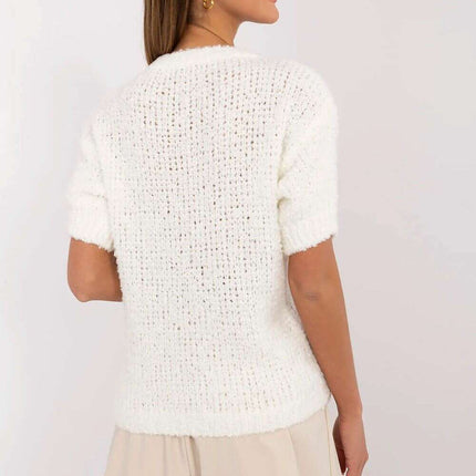 Pink Short Sleeve Sweater Model 206942 Acrylic Blend - Très Elite