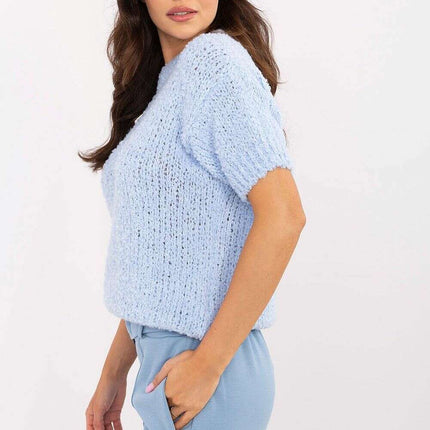 Pink Short Sleeve Sweater Model 206942 Acrylic Blend - Très Elite