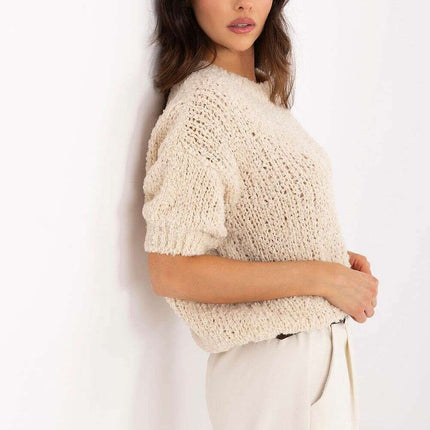 Pink Short Sleeve Sweater Model 206942 Acrylic Blend - Très Elite