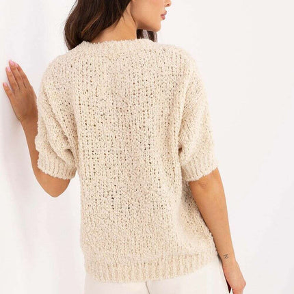 Pink Short Sleeve Sweater Model 206942 Acrylic Blend - Très Elite