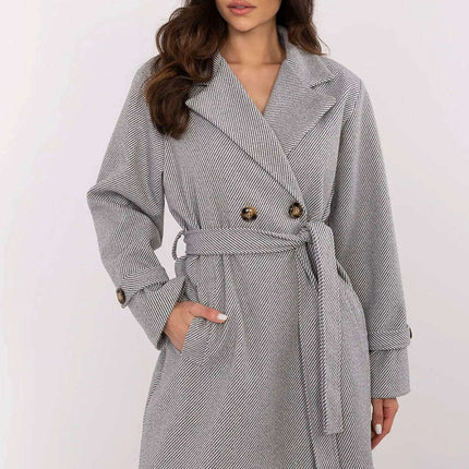 Pink Striped Womens Coat 211457 With Elegant Shoulder Pads - Très Elite