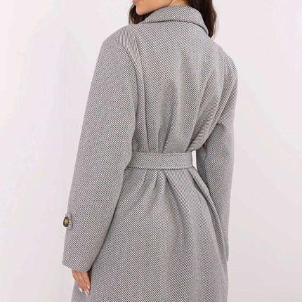 Pink Striped Womens Coat 211457 With Elegant Shoulder Pads - Très Elite