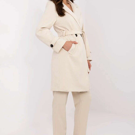 Pink Striped Womens Coat 211457 With Elegant Shoulder Pads - Très Elite