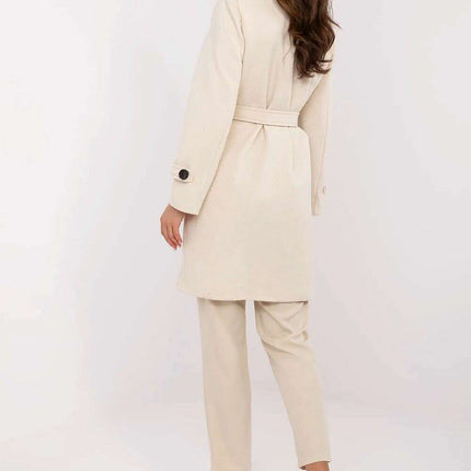 Pink Striped Womens Coat 211457 With Elegant Shoulder Pads - Très Elite