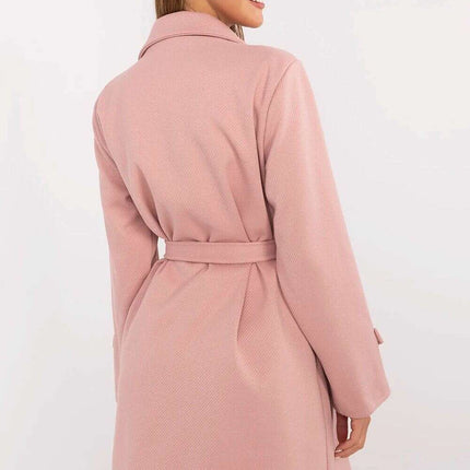 Pink Striped Womens Coat 211457 With Elegant Shoulder Pads - Très Elite