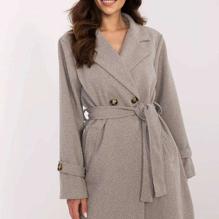 Pink Striped Womens Coat 211457 With Elegant Shoulder Pads - Très Elite
