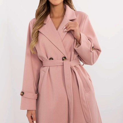 Pink Striped Womens Coat 211457 With Elegant Shoulder Pads - Très Elite