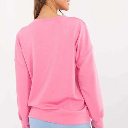 Pink Sweatshirt 206713 Women Casual Pullover Soft Knit - Très Elite