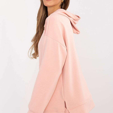 Pink Sweatshirt Model 207032 With Side Slits For Daily Wear - Très Elite