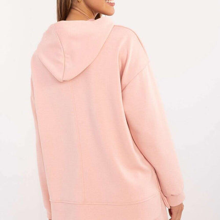 Pink Sweatshirt Model 207032 With Side Slits For Daily Wear - Très Elite
