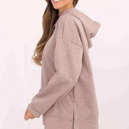 Pink Sweatshirt Model 207032 With Side Slits For Daily Wear - Très Elite