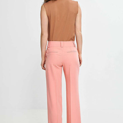 Pink Wide Leg Women Trousers Regular Fit Creased Chic - Très Elite