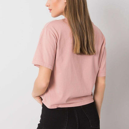 Pink Women Short Sleeve Cotton T Shirt Model 214467 - Très Elite