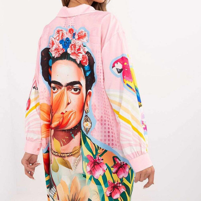 Pink Womens Long Sleeve Oversize Shirt Model 206734