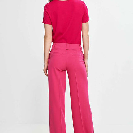 Pink Womens Trousers 211814 Wide Leg with Creases Detail - Très Elite