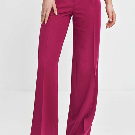 Pink Womens Trousers 211814 Wide Leg with Creases Detail - Très Elite